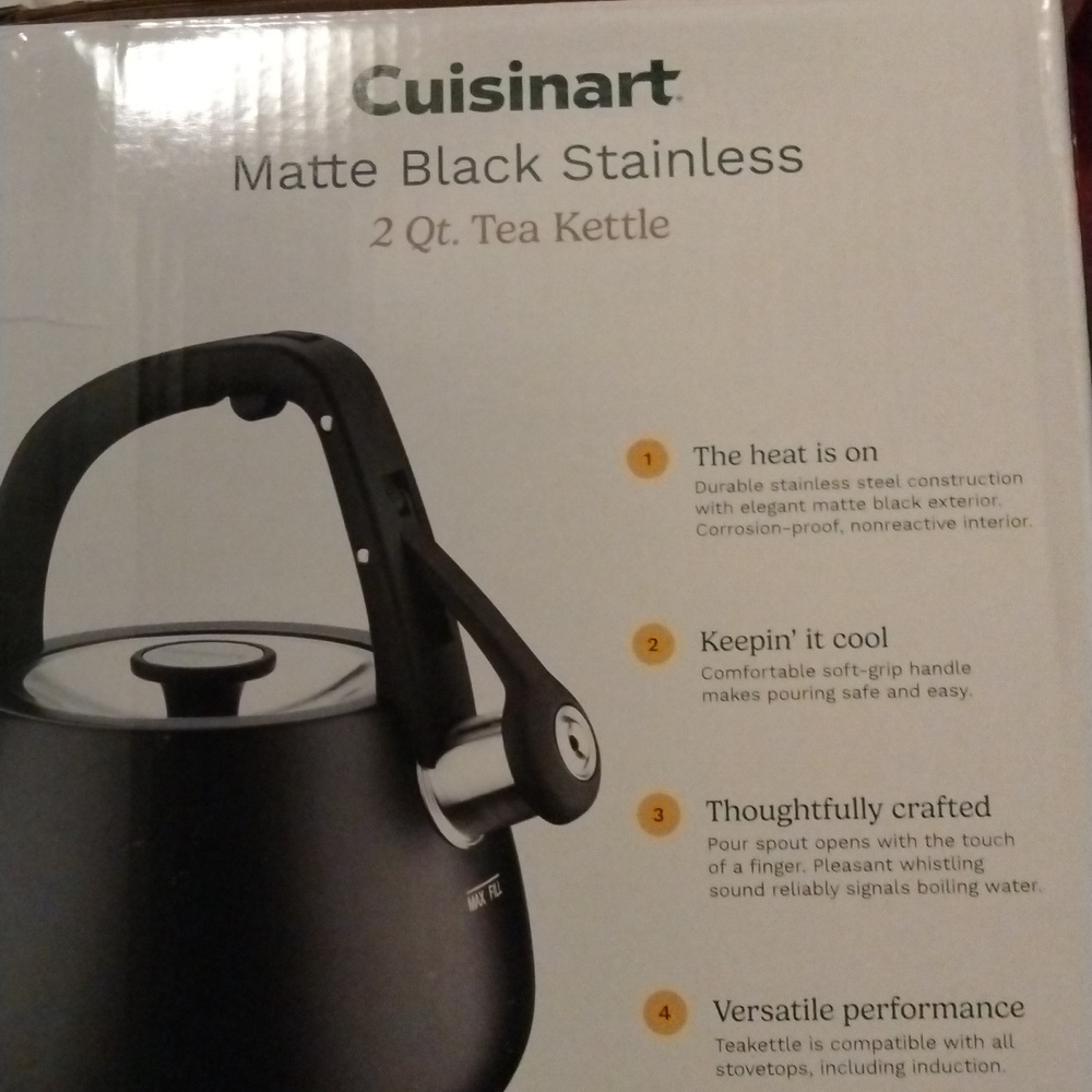 Cuisinart -2qt Stainless Steel Stovetop Kettle Matt Black Open Box New